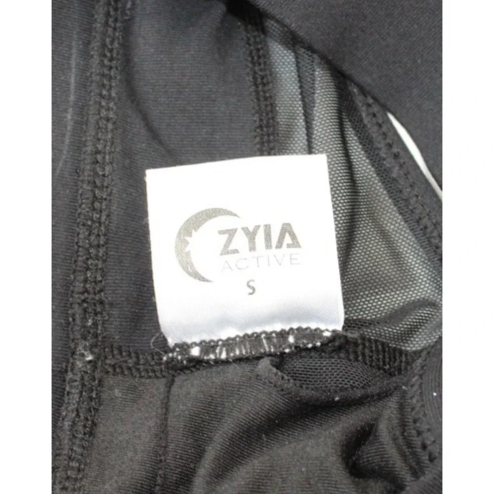 ZYIA ACTIVE Black ALL STAR BRA Mesh Zip Back ONE MORE REP Size Small - Picture 5 of 6